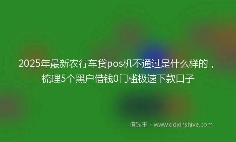 2025年最新农行车贷pos机不通过是什么样的，梳理5个黑户借钱0门槛极速下款口子
