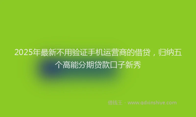2025年最新不用验证手机运营商的借贷，归纳五个高能分期贷款口子新秀