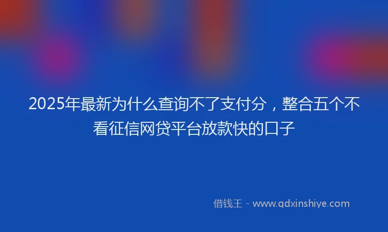 2025年最新为什么查询不了支付分，整合五个不看征信网贷平台放款快的口子