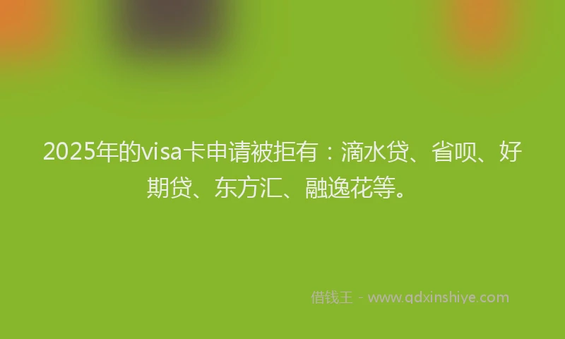 2025年的visa卡申请被拒有：滴水贷、省呗、好期贷、东方汇、融逸花等。