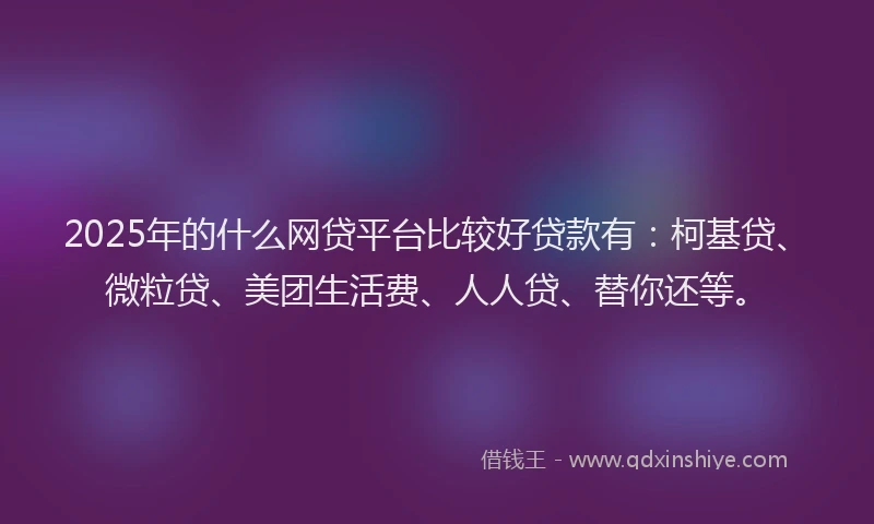2025年的什么网贷平台比较好贷款有：柯基贷、微粒贷、美团生活费、人人贷、替你还等。