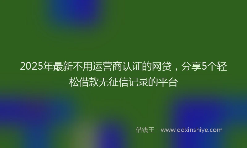 2025年最新不用运营商认证的网贷，分享5个轻松借款无征信记录的平台