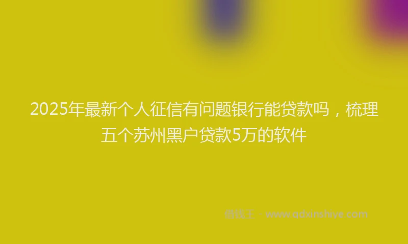 2025年最新个人征信有问题银行能贷款吗，梳理五个苏州黑户贷款5万的软件