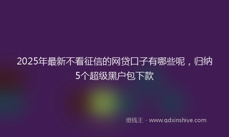 2025年最新不看征信的网贷口子有哪些呢，归纳5个超级黑户包下款