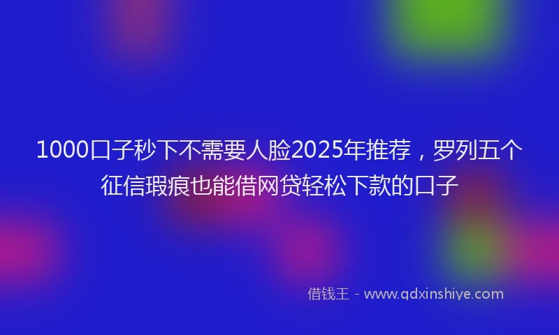 1000口子秒下不需要人脸2025年推荐，罗列五个征信瑕疵也能借网贷轻松下款的口子