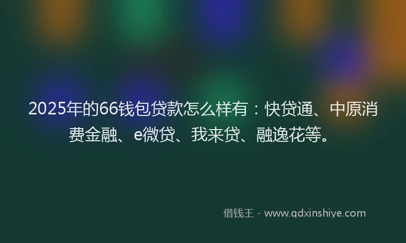 2025年的66钱包贷款怎么样有：快贷通、中原消费金融、e微贷、我来贷、融逸花等。