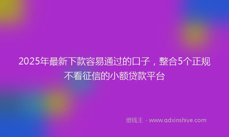 2025年最新下款容易通过的口子，整合5个正规不看征信的小额贷款平台