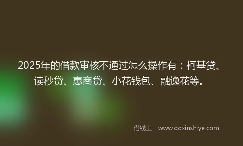 2025年的借款审核不通过怎么操作有：柯基贷、读秒贷、惠商贷、小花钱包、融逸花等。