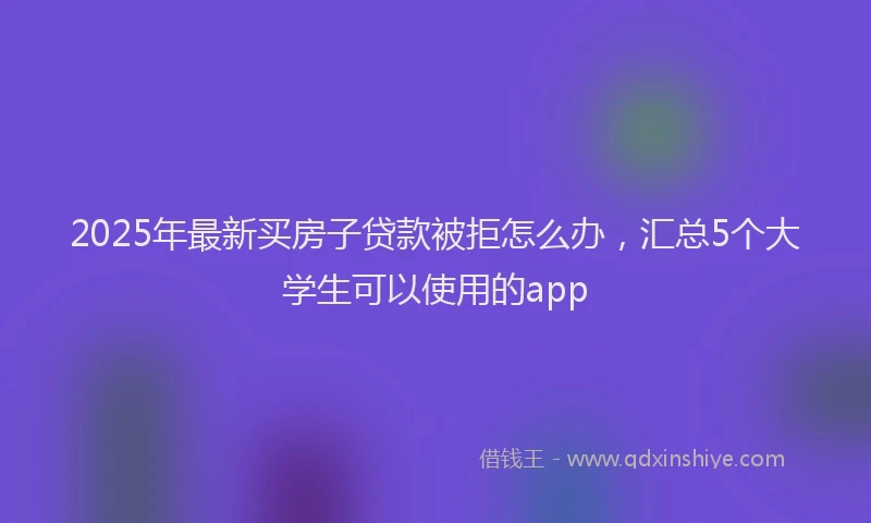 2025年最新买房子贷款被拒怎么办，汇总5个大学生可以使用的app