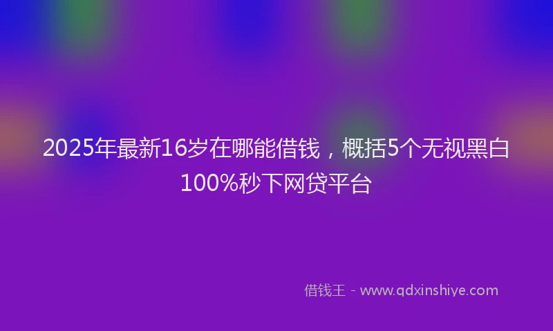 2025年最新16岁在哪能借钱，概括5个无视黑白100%秒下网贷平台