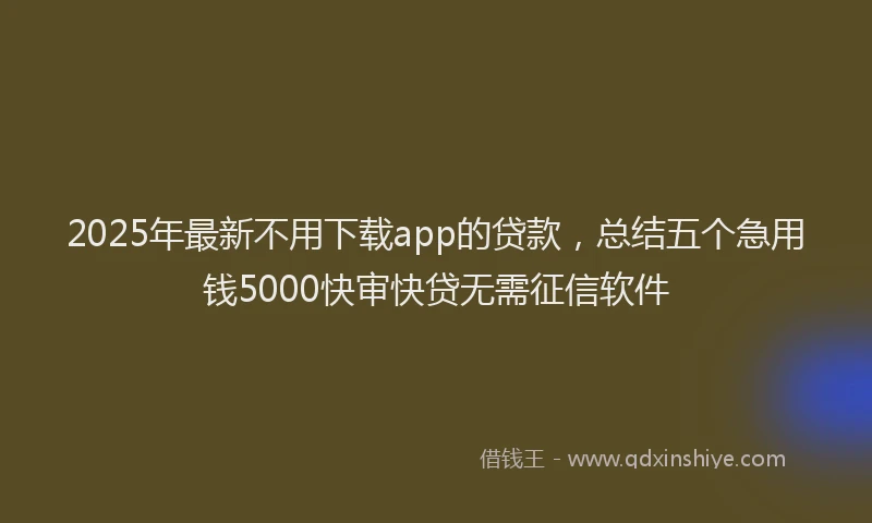 2025年最新不用下载app的贷款，总结五个急用钱5000快审快贷无需征信软件