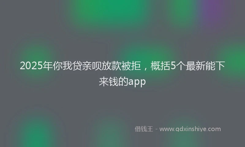 2025年你我贷亲呗放款被拒，概括5个最新能下来钱的app