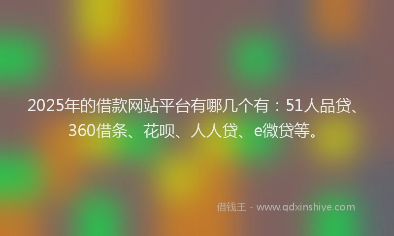 2025年的借款网站平台有哪几个有：51人品贷、360借条、花呗、人人贷、e微贷等。
