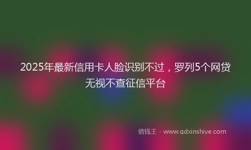 2025年最新信用卡人脸识别不过，罗列5个网贷无视不查征信平台
