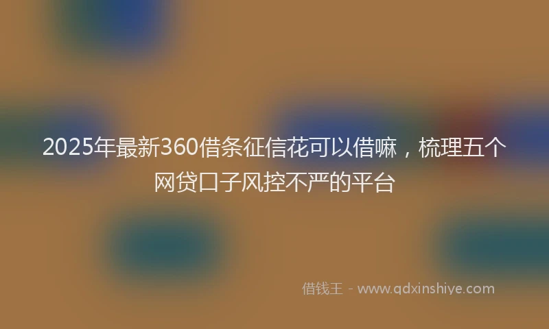 2025年最新360借条征信花可以借嘛，梳理五个网贷口子风控不严的平台