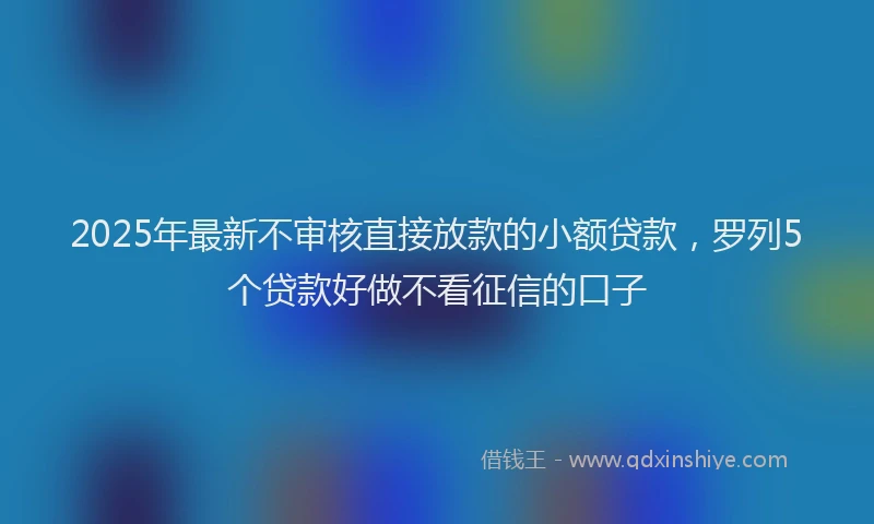2025年最新不审核直接放款的小额贷款，罗列5个贷款好做不看征信的口子
