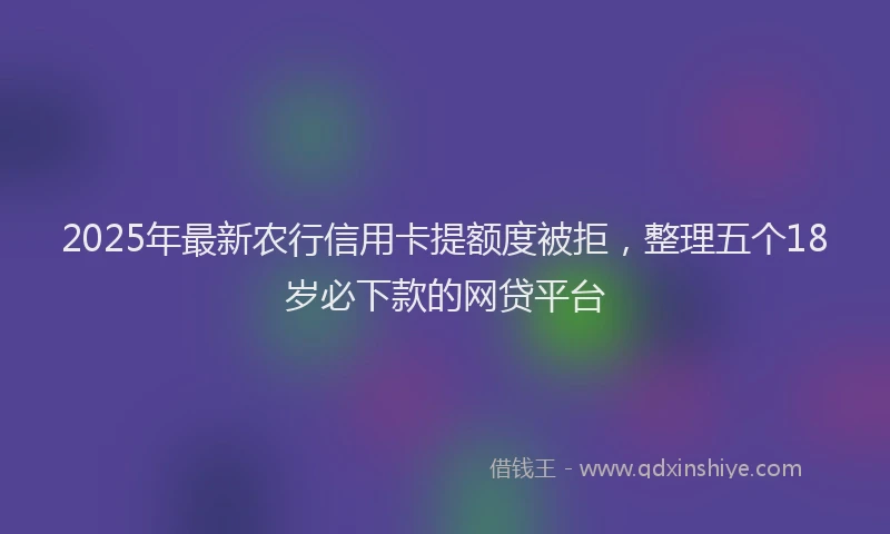 2025年最新农行信用卡提额度被拒，整理五个18岁必下款的网贷平台