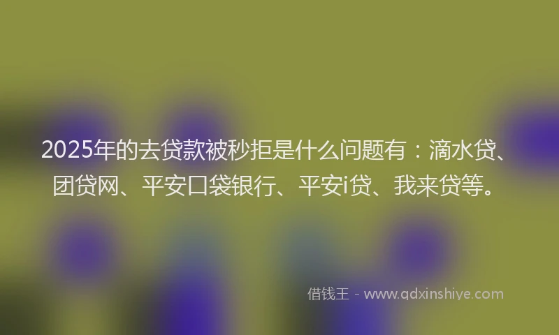 2025年的去贷款被秒拒是什么问题有:滴水贷、团贷网、平安口袋银行、平安i贷、我来贷等。