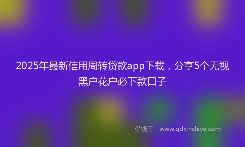 2025年最新信用周转贷款app下载，分享5个无视黑户花户必下款口子