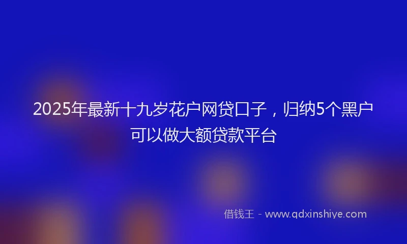 2025年最新十九岁花户网贷口子，归纳5个黑户可以做大额贷款平台