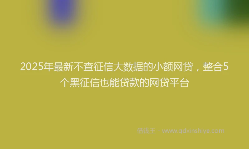 2025年最新不查征信大数据的小额网贷，整合5个黑征信也能贷款的网贷平台