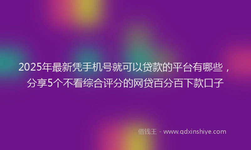 2025年最新凭手机号就可以贷款的平台有哪些，分享5个不看综合评分的网贷百分百下款口子
