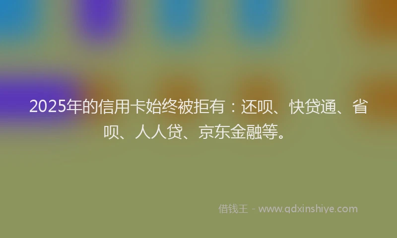2025年的信用卡始终被拒有：还呗、快贷通、省呗、人人贷、京东金融等。