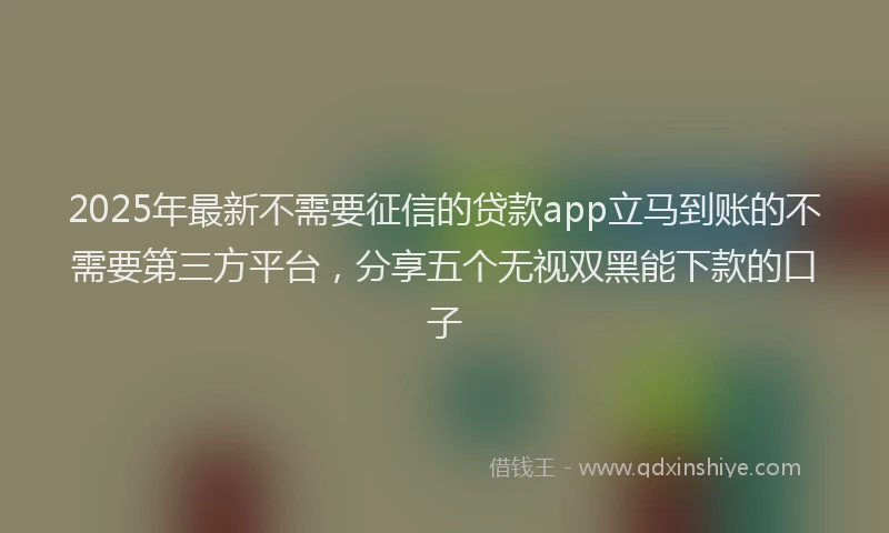2025年最新不需要征信的贷款app立马到账的不需要第三方平台，分享五个无视双黑能下款的口子
