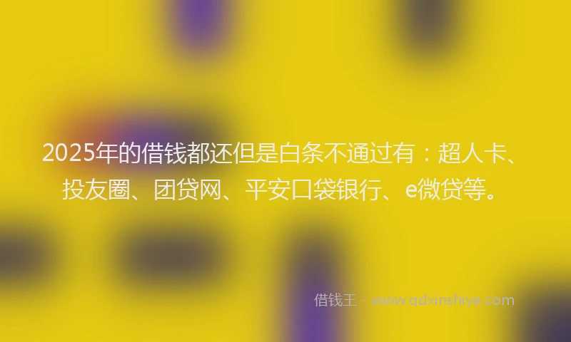 2025年的借钱都还但是白条不通过有：超人卡、投友圈、团贷网、平安口袋银行、e微贷等。