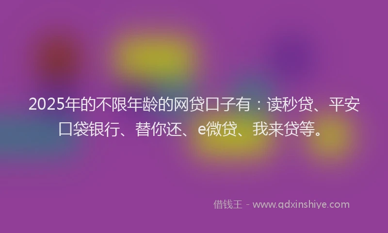 2025年的不限年龄的网贷口子有：读秒贷、平安口袋银行、替你还、e微贷、我来贷等。