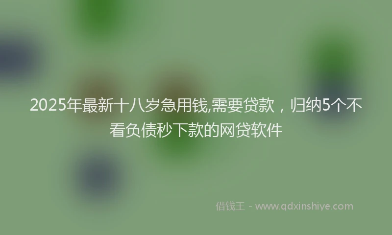 2025年最新十八岁急用钱,需要贷款，归纳5个不看负债秒下款的网贷软件