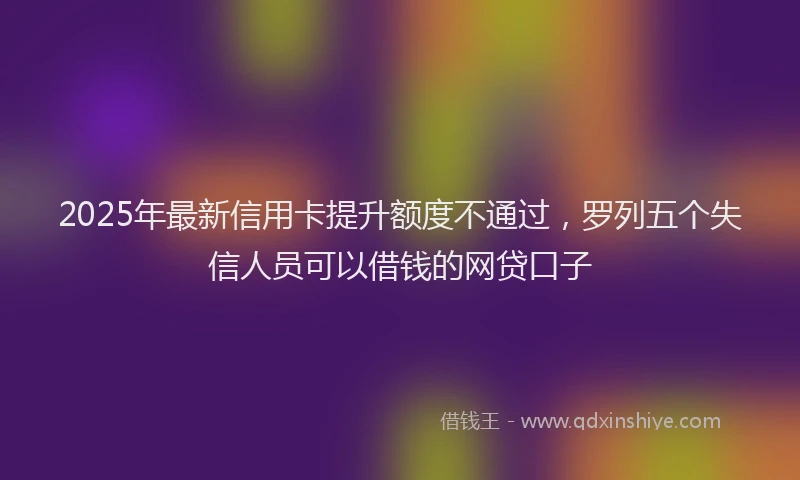 2025年最新信用卡提升额度不通过，罗列五个失信人员可以借钱的网贷口子