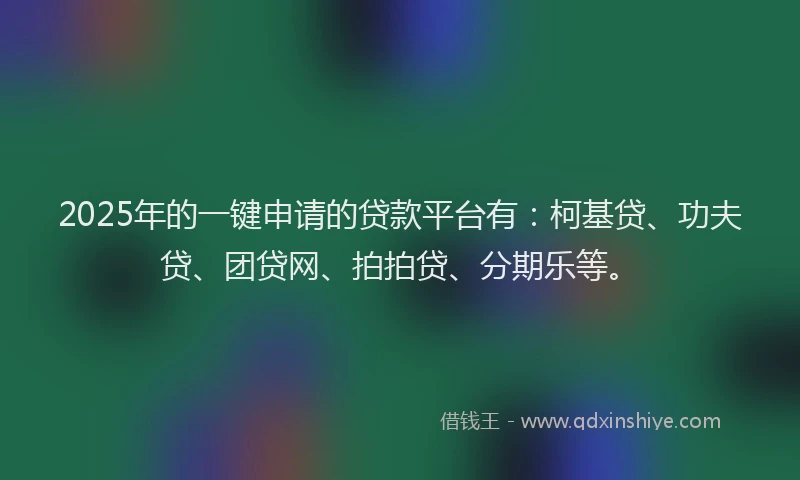 2025年的一键申请的贷款平台有：柯基贷、功夫贷、团贷网、拍拍贷、分期乐等。