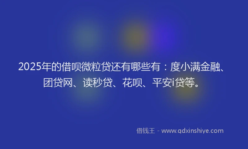2025年的借呗微粒贷还有哪些有：度小满金融、团贷网、读秒贷、花呗、平安i贷等。