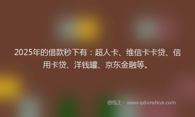 2025年的借款秒下有：超人卡、维信卡卡贷、信用卡贷、洋钱罐、京东金融等。