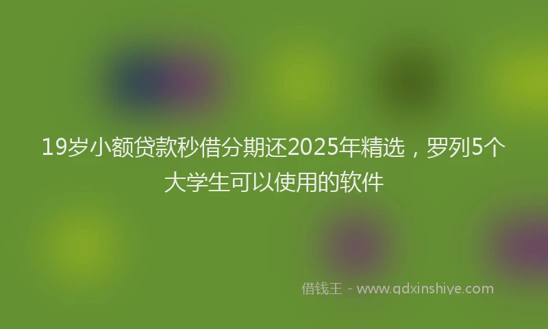 19岁小额贷款秒借分期还2025年精选，罗列5个大学生可以使用的软件