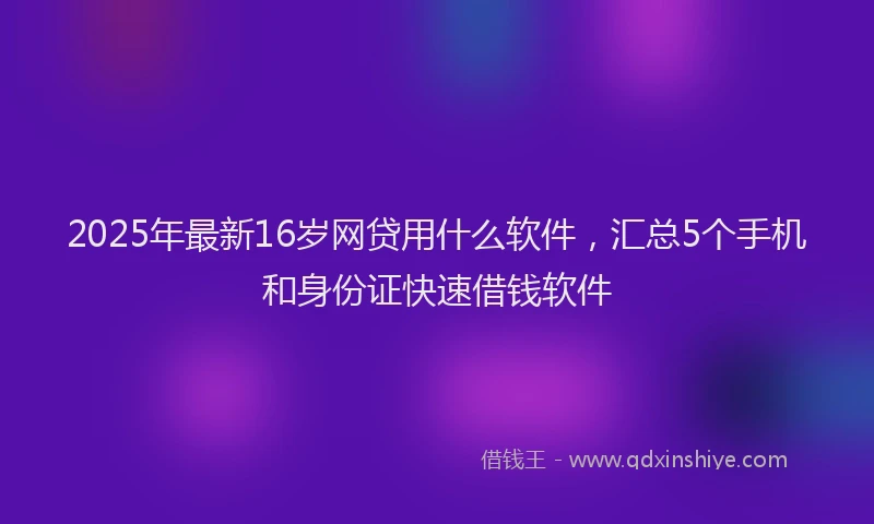 2025年最新16岁网贷用什么软件，汇总5个手机和身份证快速借钱软件