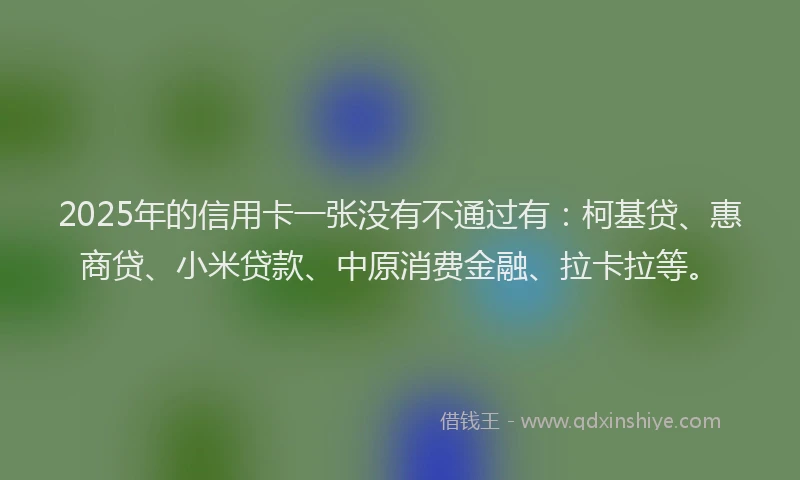 2025年的信用卡一张没有不通过有：柯基贷、惠商贷、小米贷款、中原消费金融、拉卡拉等。