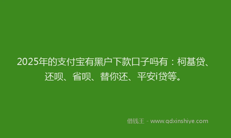 2025年的支付宝有黑户下款口子吗有：柯基贷、还呗、省呗、替你还、平安i贷等。