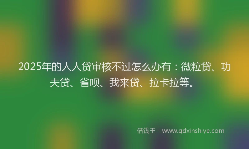 2025年的人人贷审核不过怎么办有：微粒贷、功夫贷、省呗、我来贷、拉卡拉等。