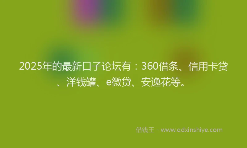 2025年的最新口子论坛有：360借条、信用卡贷、洋钱罐、e微贷、安逸花等。