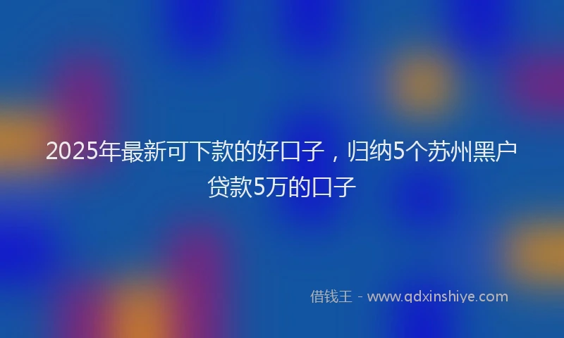 2025年最新可下款的好口子，归纳5个苏州黑户贷款5万的口子