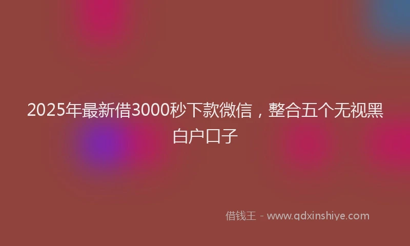 2025年最新借3000秒下款微信，整合五个无视黑白户口子