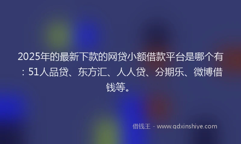 2025年的最新下款的网贷小额借款平台是哪个有：51人品贷、东方汇、人人贷、分期乐、微博借钱等。