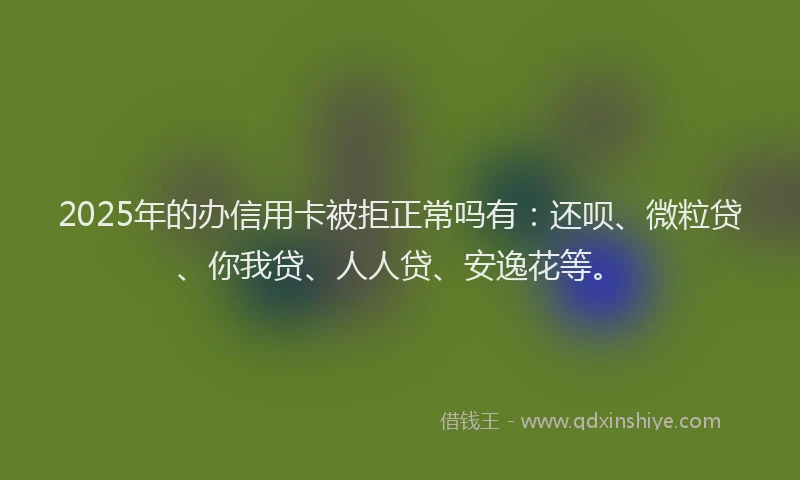 2025年的办信用卡被拒正常吗有：还呗、微粒贷、你我贷、人人贷、安逸花等。