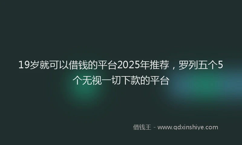 19岁就可以借钱的平台2025年推荐，罗列五个5个无视一切下款的平台