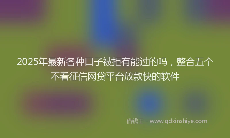 2025年最新各种口子被拒有能过的吗，整合五个不看征信网贷平台放款快的软件