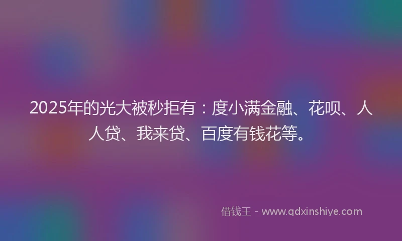 2025年的光大被秒拒有：度小满金融、花呗、人人贷、我来贷、百度有钱花等。