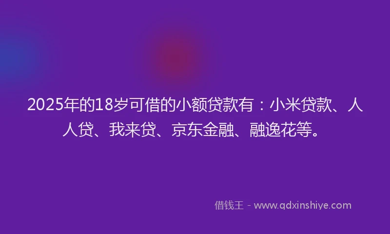 2025年的18岁可借的小额贷款有：小米贷款、人人贷、我来贷、京东金融、融逸花等。
