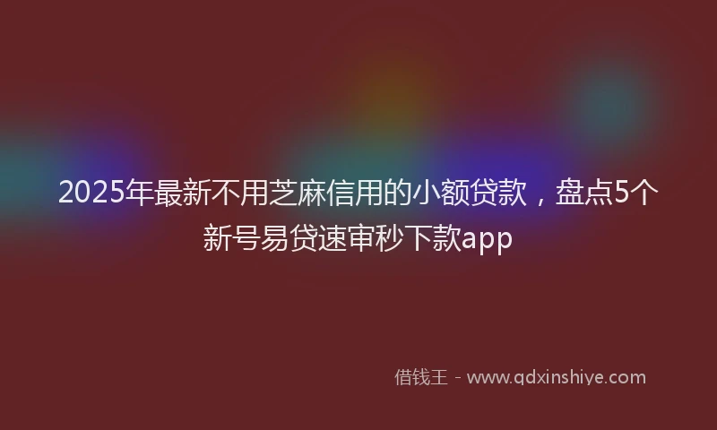 2025年最新不用芝麻信用的小额贷款，盘点5个新号易贷速审秒下款app